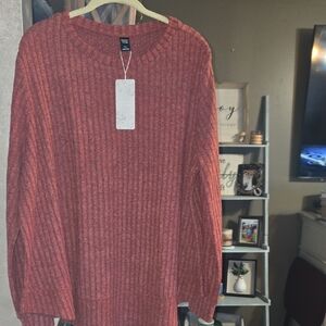 Emery Rose Rust Ribbed Sweater